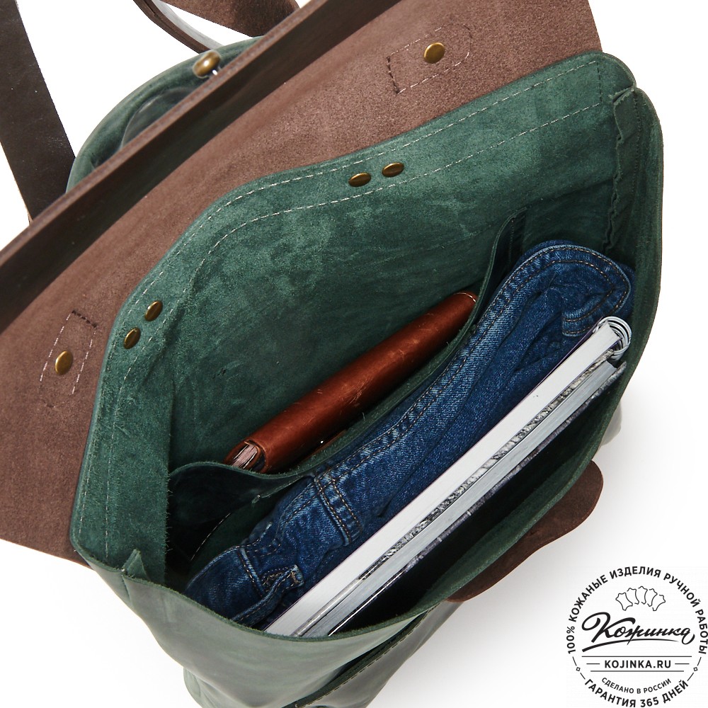 Кожаный рюкзак "Спэйс" (изумруд)